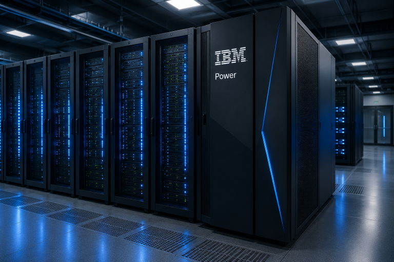 Moderne Serverfarm mit IBM Power Einheit